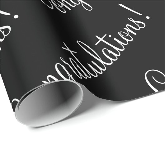 Gefeliciteerd Witte Script Bruiloft Afstuderen Cadeaupapier (Rol Hoek)