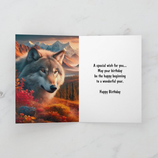 Gefeliciteerd Wolf bij zonsondergang Kaart (Binnen)