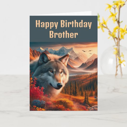 Gefeliciteerd Wolf bij zonsondergang Kaart (Gele Bloem)