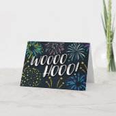 Gefeliciteerd, WOOO HOOO! Met Fireworks en Sta Bedankkaart (Voorkant)
