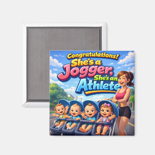 Gefeliciteerd, ze is een jogger atleet vierling magneet