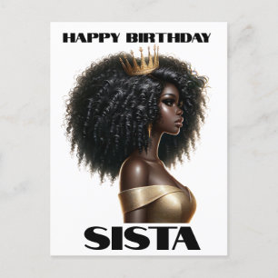 Gefeliciteerd zus zwarte vrouw melanine koninginne feestdagenkaart