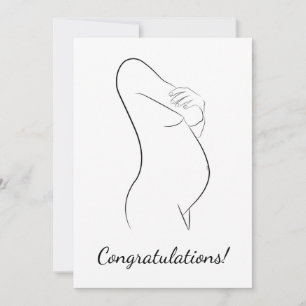 Gefeliciteerd Zwangerschapslijn Kunst Zwanger Vrou Kaart