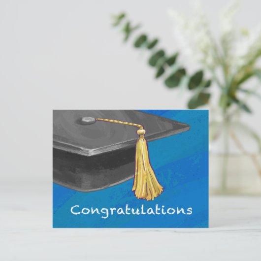 Gefeliciteerd, zwart en blauw briefkaart (Staand voorkant)