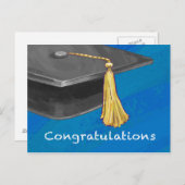 Gefeliciteerd, zwart en blauw briefkaart (Voorkant / Achterkant)