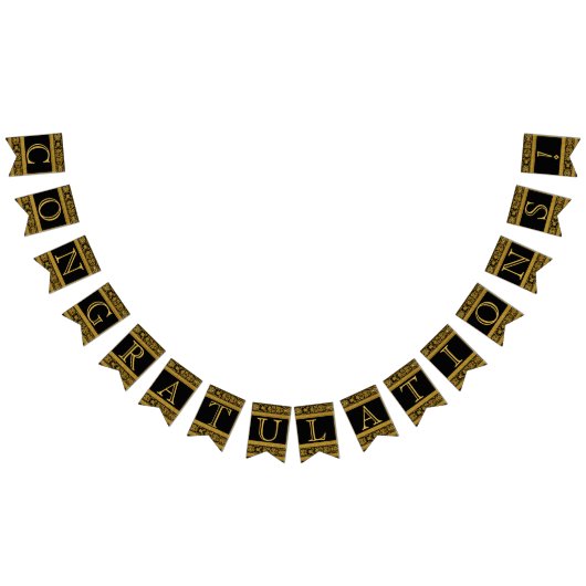 Gefeliciteerd - zwart en goud vlaggetjes (Alle)