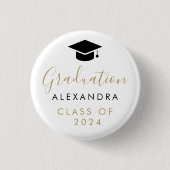 Gefeliciteerd Zwart Goud Afstuderen Ronde Button 3,2 Cm (Voorkant)