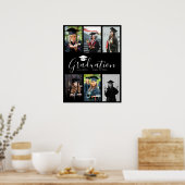 Gefeliciteerd Zwart Wit Afstuderen 6 Foto Poster (Keuken)