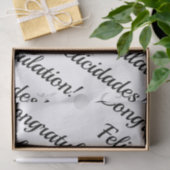 Gefeliciteerd Zwart & Wit Tweetalige tekst Tissuepapier (Geschenk)