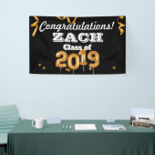 Gefeliciteerd, zwarte/goudbanner van Afstuderen kl Spandoek (Beurs)