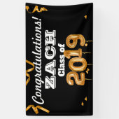Gefeliciteerd, zwarte/goudbanner van Afstuderen kl Spandoek (Verticaal)