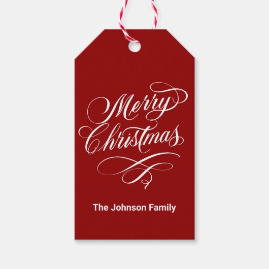 Gefeliciteerde kalligrafie Kerst Cadeaulabel (Voorkant)