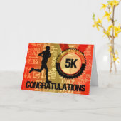 Gefeliciteerde mannelijke Runner 5K Race Kaart (Gele Bloem)