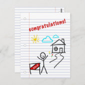 gefeliciteerde notebookschetsen thuis briefkaart (Voorkant / Achterkant)