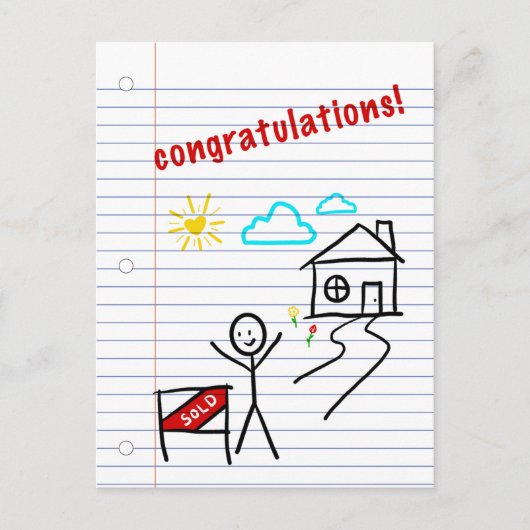 gefeliciteerde notebookschetsen thuis briefkaart (Voorkant)