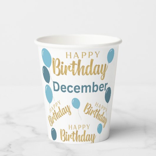 Gefeliciteerde verjaardag December verjaardagen Papieren Bekers (Achterkant)