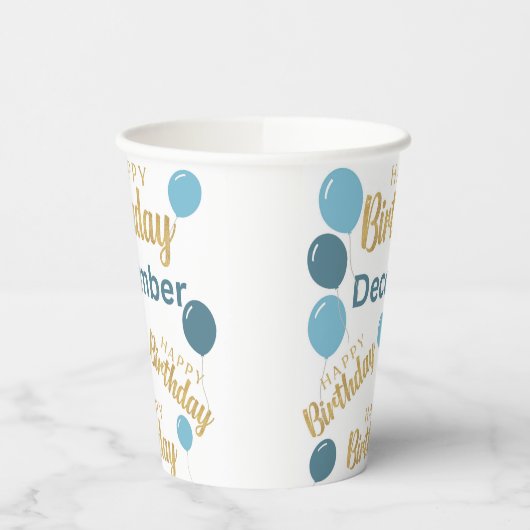 Gefeliciteerde verjaardag December verjaardagen Papieren Bekers (Links)