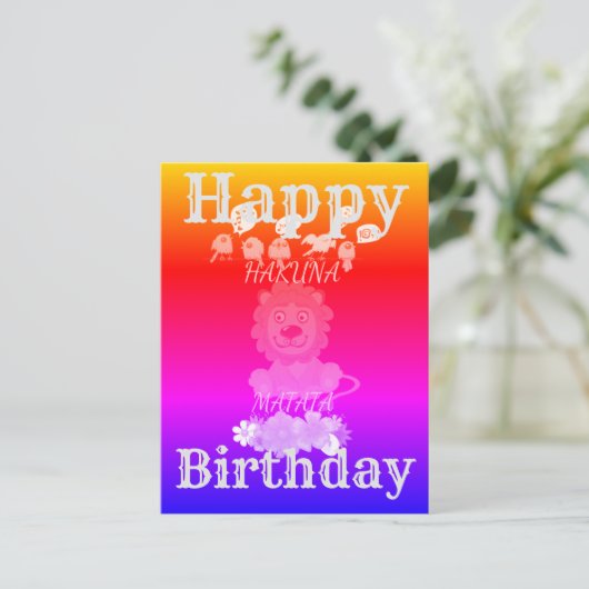 Gefeliciterd met je verjaardag Hakuna Matata baby Briefkaart (Staand voorkant)