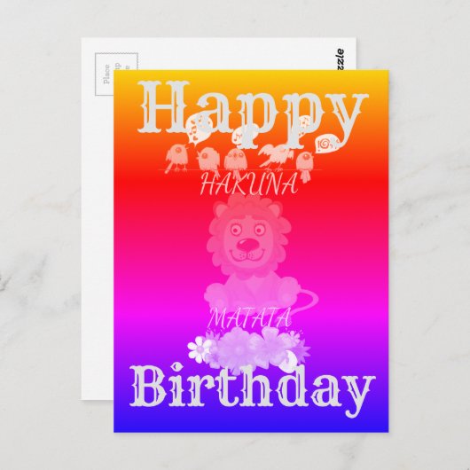 Gefeliciterd met je verjaardag Hakuna Matata baby Briefkaart (Voorkant / Achterkant)