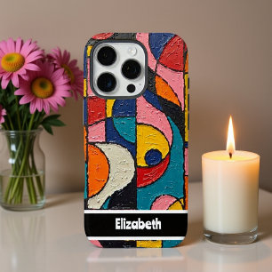 Gefextureerde Impasto Aardse Geometrische Smartpho iPhone 16 Pro Hoesje