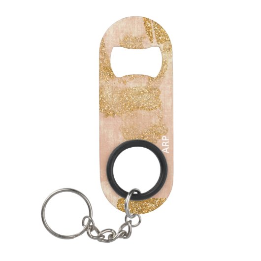 *~* Gefextureerde Roze Gouden Glitter Golden Distr Mini Flessenopener (Voorkant)