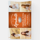 Gefiatteerd 4 Foto Oranje Afstuderen wit & zilver Spandoek (Verticaal)