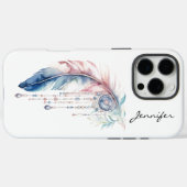 Gefluister van de Wind Waterverf Feather Case-Mate iPhone Case (Achterkant (horizontaal))