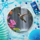 "Gefluister van Natuur: Kolibrie, Waterval Papieren Bordje (Feest)