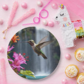 "Gefluister van Natuur: Kolibrie, Waterval Papieren Bordje (Feest)