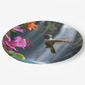 "Gefluister van Natuur: Kolibrie, Waterval Papieren Bordje (Gekanteld)