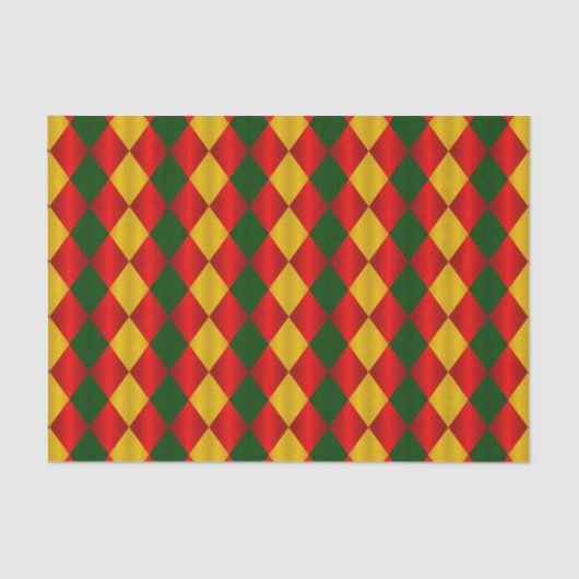 Gefluste Harlequin-Red-Green-Gold-WEEFSUE WRAP PAP Tissuepapier (Voorkant)