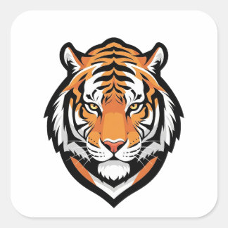 Gefocuste Tijger Illustratie Vierkante Sticker