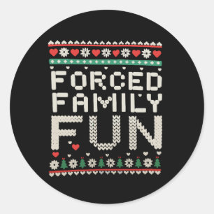 Geforceerd Familiefun Sarcastisch Lelijk Kerstmis Ronde Sticker
