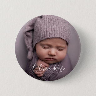 Gefotografeerd en tekst gepersonaliseerd ronde button 5,7 cm
