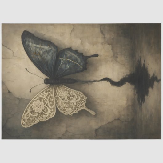 Gefractureerde Flight Gothic Lace Butterfly - Dark Tissuepapier (Voorkant)