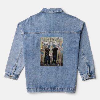 Gefragmenteerd Gezicht Twee Personen Abstracte Kun Denim Jacket