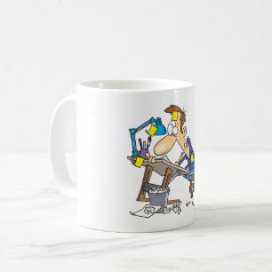 Gefrustreerde Illustrator Striptekenaar Tekenen Koffiemok
