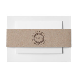  gegaufreerd roos, kraftpapier bruiloft uitnodigingen wikkel