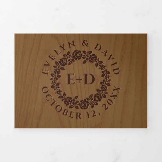  gegaufreerd roos, trouwe bruiloft drieluik uitnodiging (Cover)