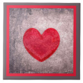 Gegerespoeld hart in grijs en rood tegeltje (Voorkant)