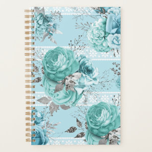 Gegevens blauwe Rozen, kant en zilver Planner