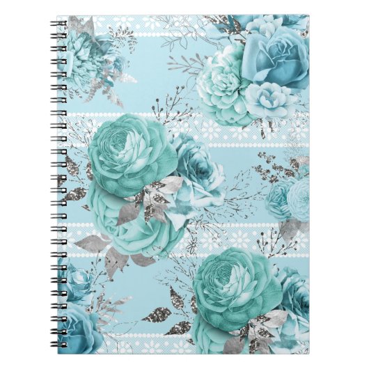 Gegevens Elegant Blue Rozen Lace Notitieboek (Voorkant)