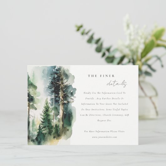 Gegevens over bosbruiloft in het Waterverf bossen Informatiekaartje (Staand voorkant)