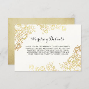 Gegevens over de Elegant Gold  Floral Wedding Kaart