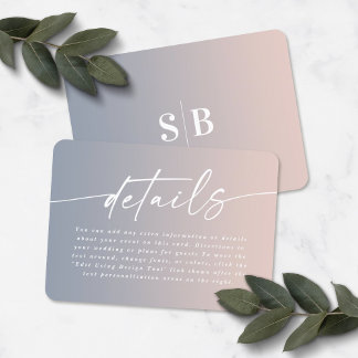 Gegevens over de Elegant Ombre Dusty Blue & Pink W Informatiekaartje