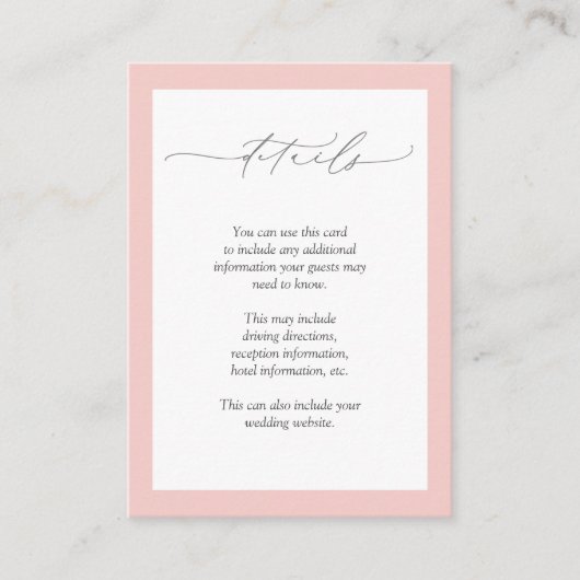 Gegevens over de finale Waterverf van Elegant Roze Informatiekaartje (Voorkant)