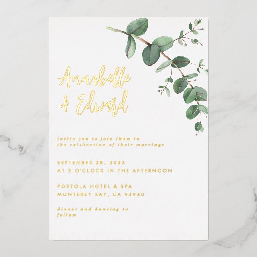 Gegevens over de folie van eucalyptus en uitnodigi folie uitnodiging (Voorkant)