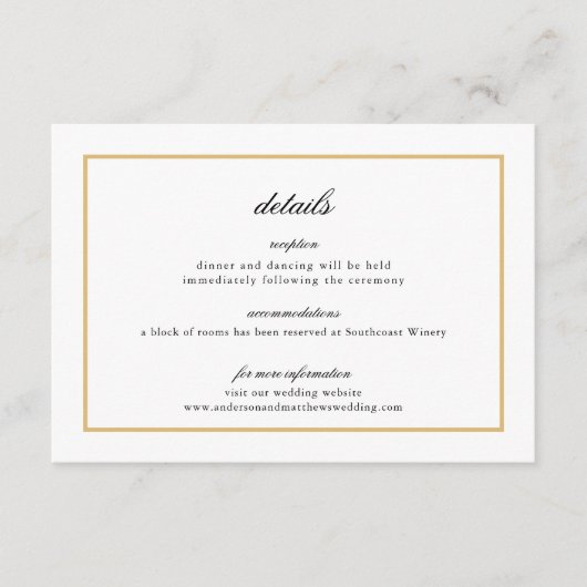 Gegevens over de gouden rand van legant Script-ran Informatiekaartje (Voorkant)