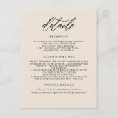 Gegevens over de minimalistische bruiloft informatiekaartje (Voorkant)