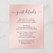 Gegevens over het elegante moderne marinesblauw en informatiekaartje (Voorkant)